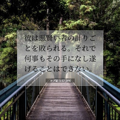 Picture 07 - ヨブ記 5:12 JPN - 彼は悪賢い者の計りごとを敗られる - Bible Verse Picture