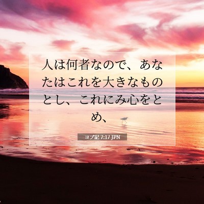 Picture 07 - ヨブ記 7:17 JPN - 人は何者なので、あなたはこれを大 - Bible Verse Picture