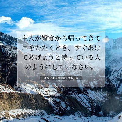 Picture 07 - ルカによる福音書 12:36 JPN - 主人が婚宴から帰ってきて戸をたた - Bible Verse Picture