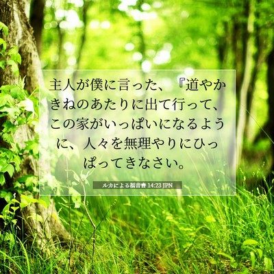 Picture 07 - ルカによる福音書 14:23 JPN - 主人が僕に言った、『道やかきねの - Bible Verse Picture