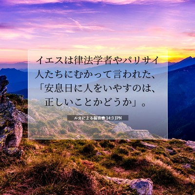 Picture 07 - ルカによる福音書 14:3 JPN - イエスは律法学者やパリサイ人たち - Bible Verse Picture