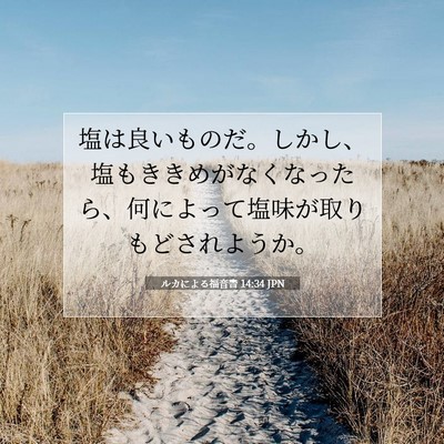 Picture 07 - ルカによる福音書 14:34 JPN - 塩は良いものだ。しかし、塩もきき - Bible Verse Picture