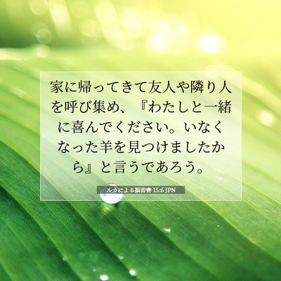 Picture 07 - ルカによる福音書 15:6 JPN - 家に帰ってきて友人や隣り人を呼び - Bible Verse Picture