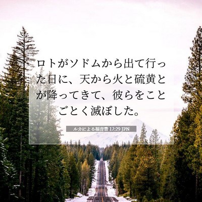 Picture 07 - ルカによる福音書 17:29 JPN - ロトがソドムから出て行った日に、 - Bible Verse Picture