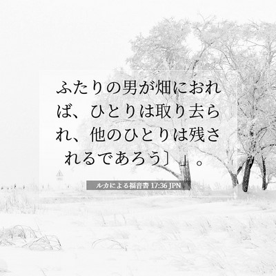 Picture 07 - ルカによる福音書 17:36 JPN - ふたりの男が畑におれば、ひとりは - Bible Verse Picture