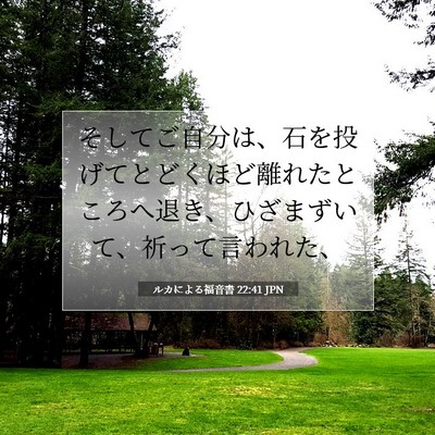 Picture 07 - ルカによる福音書 22:41 JPN - そしてご自分は、石を投げてとどく - Bible Verse Picture