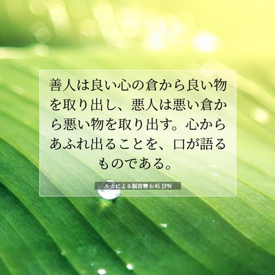Picture 07 - ルカによる福音書 6:45 JPN - 善人は良い心の倉から良い物を取り - Bible Verse Picture