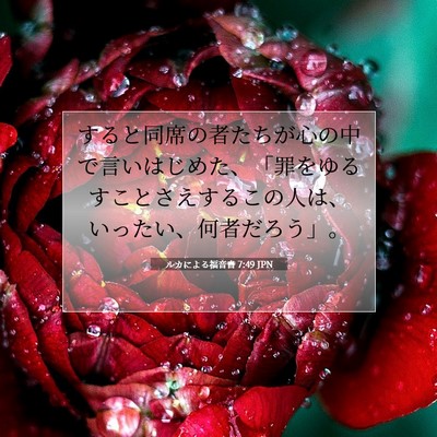 Picture 07 - ルカによる福音書 7:49 JPN - すると同席の者たちが心の中で言い - Bible Verse Picture