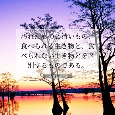 Picture 07 - レビ記 11:47 JPN - 汚れたものと清いもの、食べられる - Bible Verse Picture