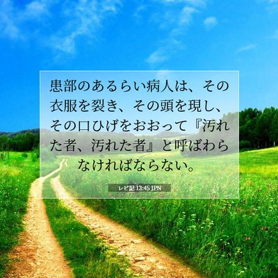 Picture 07 - レビ記 13:45 JPN - 患部のあるらい病人は、その衣服を - Bible Verse Picture