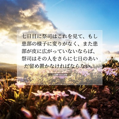 Picture 07 - レビ記 13:5 JPN - 七日目に祭司はこれを見て、もし患 - Bible Verse Picture