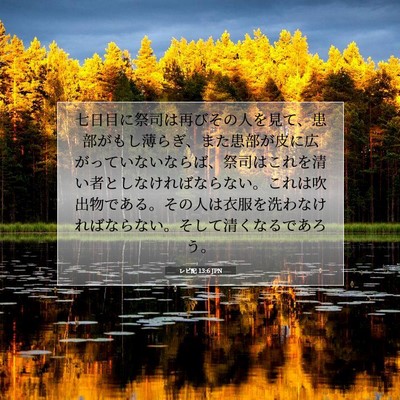 Picture 07 - レビ記 13:6 JPN - 七日目に祭司は再びその人を見て、 - Bible Verse Picture