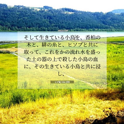 Picture 07 - レビ記 14:6 JPN - そして生きている小鳥を、香柏の木 - Bible Verse Picture