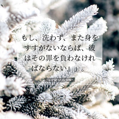 Picture 07 - レビ記 17:16 JPN - もし、洗わず、また身をすすがない - Bible Verse Picture