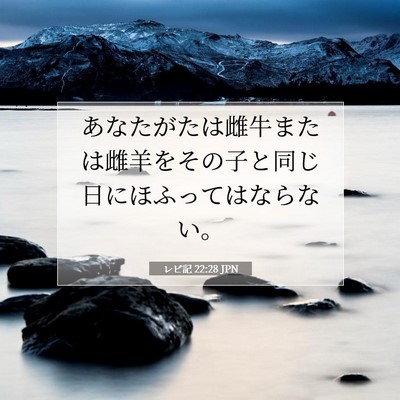 Picture 07 - レビ記 22:28 JPN - あなたがたは雌牛または雌羊をその - Bible Verse Picture