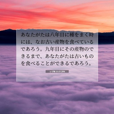 Picture 07 - レビ記 25:22 JPN - あなたがたは八年目に種をまく時に - Bible Verse Picture
