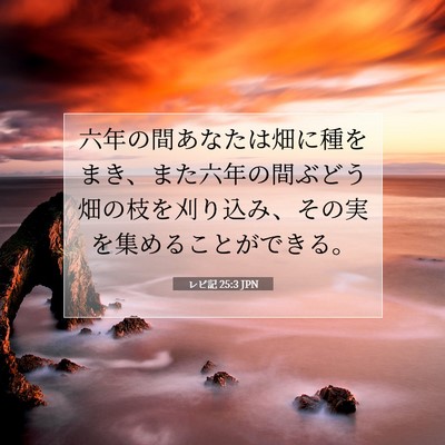 Picture 07 - レビ記 25:3 JPN - 六年の間あなたは畑に種をまき、ま - Bible Verse Picture
