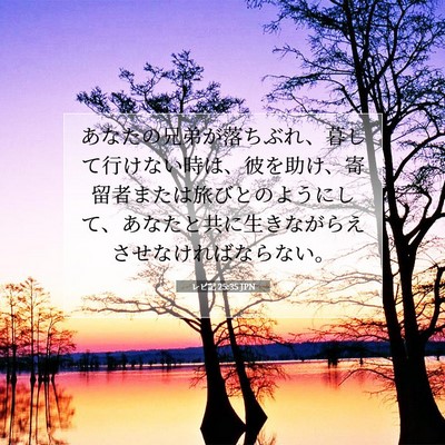 Picture 07 - レビ記 25:35 JPN - あなたの兄弟が落ちぶれ、暮して行 - Bible Verse Picture