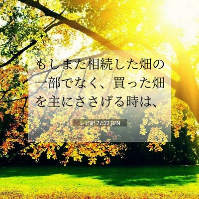 Picture 07 - レビ記 27:22 JPN - もしまた相続した畑の一部でなく、 - Bible Verse Picture