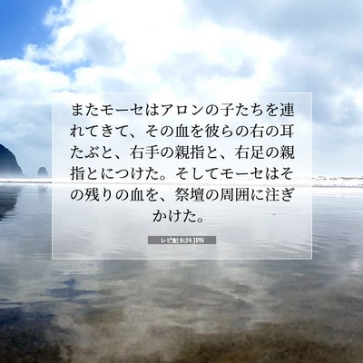 Picture 07 - レビ記 8:24 JPN - またモーセはアロンの子たちを連れ - Bible Verse Picture