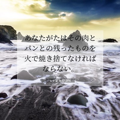 Picture 07 - レビ記 8:32 JPN - あなたがたはその肉とパンとの残っ - Bible Verse Picture