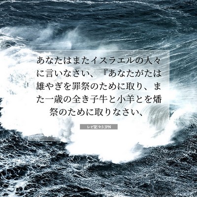 Picture 07 - レビ記 9:3 JPN - あなたはまたイスラエルの人々に言 - Bible Verse Picture