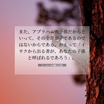 Picture 07 - ローマ人への手紙 9:7 JPN - また、アブラハムの子孫だからとい - Bible Verse Picture