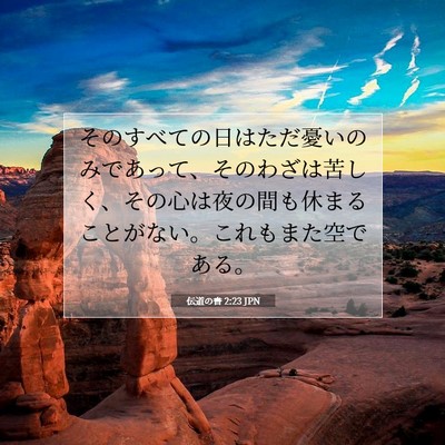 Picture 07 - 伝道の書 2:23 JPN - そのすべての日はただ憂いのみであ - Bible Verse Picture