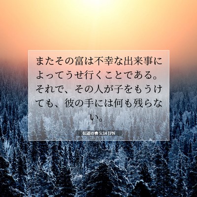 Picture 07 - 伝道の書 5:14 JPN - またその富は不幸な出来事によって - Bible Verse Picture