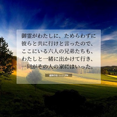 Picture 07 - 使徒行伝 11:12 JPN - 御霊がわたしに、ためらわずに彼ら - Bible Verse Picture