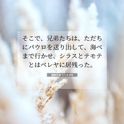 Picture 07 - 使徒行伝 17:14 JPN - そこで、兄弟たちは、ただちにパウ - Bible Verse Picture
