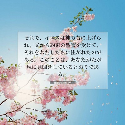 Picture 07 - 使徒行伝 2:33 JPN - それで、イエスは神の右に上げられ - Bible Verse Picture