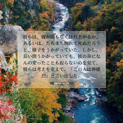 Picture 07 - 使徒行伝 28:6 JPN - 彼らは、彼が間もなくはれ上がるか - Bible Verse Picture