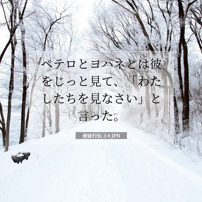 Picture 07 - 使徒行伝 3:4 JPN - ペテロとヨハネとは彼をじっと見て - Bible Verse Picture