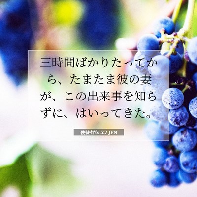 Picture 07 - 使徒行伝 5:7 JPN - 三時間ばかりたってから、たまたま - Bible Verse Picture