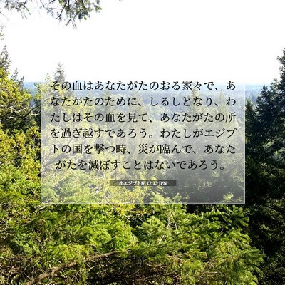 Picture 07 - 出エジプト記 12:13 JPN - その血はあなたがたのおる家々で、 - Bible Verse Picture