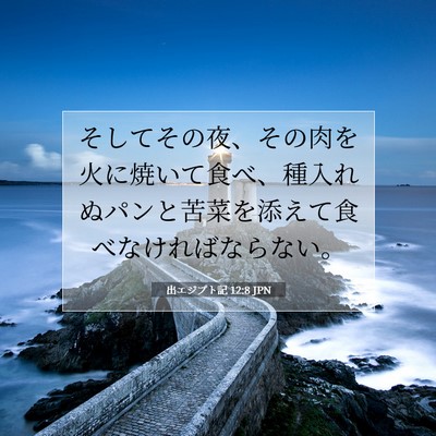 Picture 07 - 出エジプト記 12:8 JPN - そしてその夜、その肉を火に焼いて - Bible Verse Picture