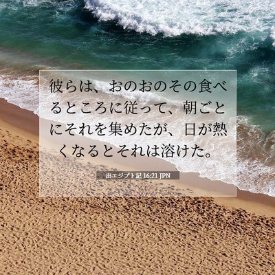 Picture 07 - 出エジプト記 16:21 JPN - 彼らは、おのおのその食べるところ - Bible Verse Picture