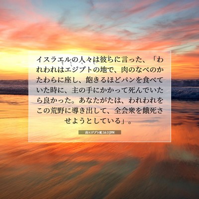 Picture 07 - 出エジプト記 16:3 JPN - イスラエルの人々は彼らに言った、 - Bible Verse Picture