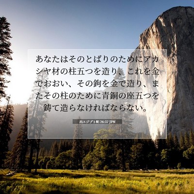 Picture 07 - 出エジプト記 26:37 JPN - あなたはそのとばりのためにアカシ - Bible Verse Picture