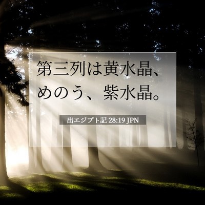 Picture 07 - 出エジプト記 28:19 JPN - 第三列は黄水晶、めのう、紫水晶。 - Bible Verse Picture