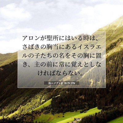 Picture 07 - 出エジプト記 28:29 JPN - アロンが聖所にはいる時は、さばき - Bible Verse Picture