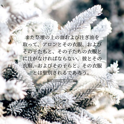 Picture 07 - 出エジプト記 29:21 JPN - また祭壇の上の血および注ぎ油を取 - Bible Verse Picture