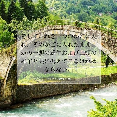 Picture 07 - 出エジプト記 29:3 JPN - そしてこれを一つのかごに入れ、そ - Bible Verse Picture