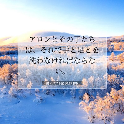 Picture 07 - 出エジプト記 30:19 JPN - アロンとその子たちは、それで手と - Bible Verse Picture