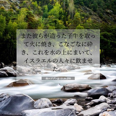 Picture 07 - 出エジプト記 32:20 JPN - また彼らが造った子牛を取って火に - Bible Verse Picture