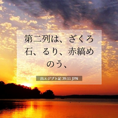 Picture 07 - 出エジプト記 39:11 JPN - 第二列は、ざくろ石、るり、赤縞め - Bible Verse Picture