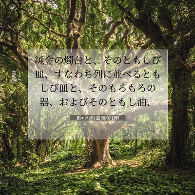 Picture 07 - 出エジプト記 39:37 JPN - 純金の燭台と、そのともしび皿、す - Bible Verse Picture