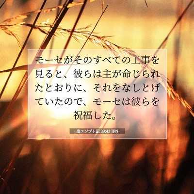 Picture 07 - 出エジプト記 39:43 JPN - モーセがそのすべての工事を見ると - Bible Verse Picture
