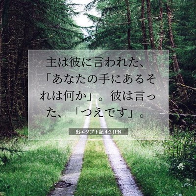 Picture 07 - 出エジプト記 4:2 JPN - 主は彼に言われた、「あなたの手に - Bible Verse Picture